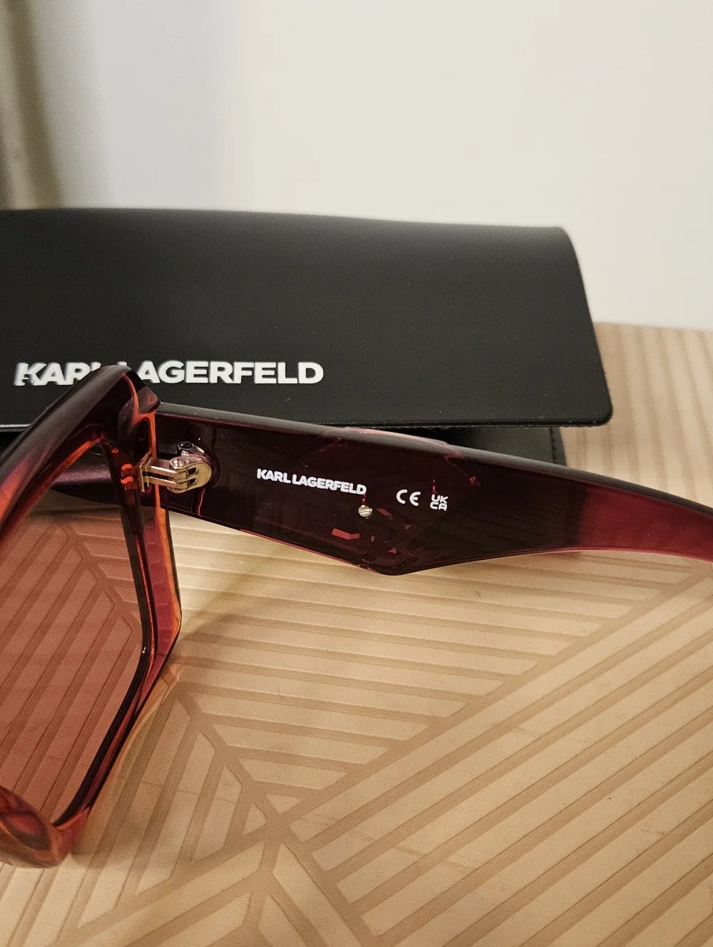Karl Lagerfeld Oversized Square Sunglasses Cyclamen Rose Pink Gradient Plastic
